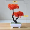 Flores decorativas Plantas verdes artificiales Simulación de bonsai plástico Planta de macetas pequeñas ornamentos en macetas para la mesa del hogar Decoración del jardín