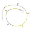 Bracelets de cheville pour femmes Bracelet de cheville en argent sterling plaqué or coloré 925 Pompon de couleur de style luxueux Anneau de cheville à profil haut