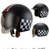 Motorradhelme Retro Helm Casco Moto Motocross Straßenrennen Männer Reiten Half Face Big Visier HNJ 603