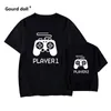 Family Matching Outfits Player 1 2 T Shirt Father Son Look Daughter Dad Tops Short Sleeve TShirt For Daddy Baby Clothes 230518