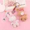 Nieuwe Leuke Cartoon Pluizige Konijn Sleutelhanger Roze Bunny Pop Sleutelhanger voor Meisjes Tas Ornamenten Hoofdtelefoon Case Accessoires Vriendschap Gift