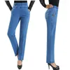 Dames jeans lente en herfst geborduurde vrouwelijke harem hoge elastische taille xxxxxxxl vrouwen lange broek