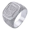 Mens Rings 힙합 쥬얼리 Iced Out Diamond Ring Micro Pave CZ 옐로우 골드 도금 반지 친구를위한 멋진 선물