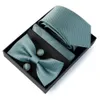 Nekbanden stropdas set voor mannen stropdas 7 5 cm vaste kleur luxe pak bowie pocket square manchetjes buiging bruiloft cadeau cravat 230519