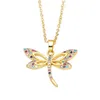 Colares pendentes Dragonfly Butterfly com Rainbow Zircon Stone delicate 18k Gold Bated Neckalce for Women Summer Jewelry Gifts Dro dh1kj