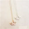 Pendant Necklaces Tiny Origami Sailboat Necklace Navy Nautical Geometric Ocean Paper Sail Boat Chain For Women Jewelry Drop Delivery Dhole