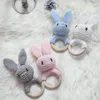 Rattles Mobiles Lets Make Baby Rattle 1pc Rabbit Crochet Molars Log Animal Teether Safe Wooden Toys Mobile Pram Crib Ring Children Product 230518