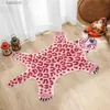 Pink imitation leopard pattern Rug faux skin leather NonSlip Antiskid Mat washable Animal print Carpet for living room bedroom T230519