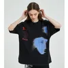 Magliette da uomo Uomo Streetwear Hip Hop T-shirt oversize Blu Ombra Lettera Grafica Vintage lavato Nero Harajuku T-shirt Tees Cotone 230518