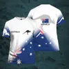 Men's Hoodies Sweatshirts Australian T-shirt For Men National Emblem Flag Print O Collar Short Sleeved Neutral Clothing Street Fashion Oversized T Shirt