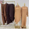 Vêtements ethniques robe de femme musulmane Dubaï turc couleur unie Abaya Khimar ensemble islamique Ramadan caftan avec Hijabs Burqa châle 2 pièces