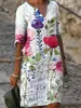 Платья 2021 Винтажное женское платье длиной до колена с V-образным вырезом женское платье с коротким рукавом с цветочным принтом с принтом лица с принтом птицы Повседневное плюс размер 3XL