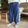 Pantaloni da uomo Primavera Cotone Lino Uomo Elastico in vita Casual Harem Pantaloni larghi tradizionali cinesi Pantalons Homme