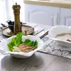 Assiettes Assiette en céramique blanche pure créative Plats ménagers de style européen de style occidental Soupe profonde Ramen en forme spéciale