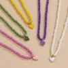Zincirler El yapımı kalp pirinç boncukları kadınlar için kolye moda bohem klavikula zincir parti deyişle kolyeler mücevher hediyeleri