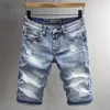 Herren Jeans LY Designer Mode Männer Retro Hellblau Elastisch Slim Fit Kurze Ripped Sommer Vintage Casual Denim Shorts 230519