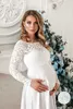 White Chiffon Maternity Dresses for Photo Shoot Long Hollow Out Maternity Photography Props Dresses for Pregnant Women