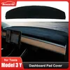 Topp flanell instrumentpanel täcke för Tesla Model 3 Y Sunshade Protector Anti-UV Dash Mat Sun-Shading icke-halkbiltillbehör