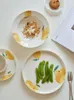 Teller Haushalt Keramik Flache Platte Licht Luxus Esszimmer Ins Wind Frühstück Hohe Schönheit Geschirr Birne Obst Produkte