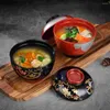 Soupe miso de mélamine de bols avec le support assorti de récipient de couvercle pour la maison