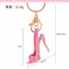 Ny Fashion High Heel Keychain Full Rhinestone Metal Key Chain för Women Girls Handbag Car Accessorie Trend smyckespresent