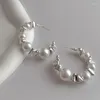 Hoop Earrings Light Luxury Simple Large Pearl Ring C- Shaped For Women Fashion Temperament Metal Jewelry Gifts