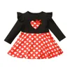 Robes Fille Fille Lioraitiin 0-4 Ans Enfants Filles Robe Saint Valentin Coeur Motif Lettre Imprimé O-cou Hors Épaule À Manches Longues À Tricoter