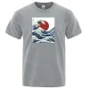 Fukushima Sun Waves Ukiyo e Printed Man T Shirts مريحة Tshirts Thishirts قمم تنفس قمم خمر