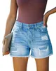 Großhandel Sommermarke Damen Shorts Short Rock Sports Running Fitness schnell trocken nur gelegentlich zerrissene Mid Tailled Jeans mit Taschen