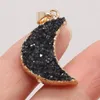 Pendant Necklaces Natural Stone Semi-preciou Handmade Gilt Edge Crystal Bud Moon For Jewelry Making DIY Elegant Necklace Bracelet Gift