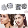 Stud Solitaire 3Ct Lab Diamant Gemstone Boucle D'oreille 100% Réel 925 Sterling Sier Bijoux Boucles D'oreilles De Fiançailles Pour Femmes Hommes 221119 Dhedf