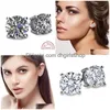 Stud Solitaire 3Ct Lab Diamant Gemstone Boucle D'oreille 100% Réel 925 Sterling Sier Bijoux Boucles D'oreilles De Fiançailles Pour Femmes Hommes 221119 Dhedf