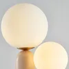 Art Deco Bedroom Table Lamp Bedside Light with 2 Ball Glass Lampshade and Resin Body Desk Lamps for Living Room Children room