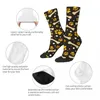 Men's Socks Crazy Design Yellow Dog Print And Bone Skateboard Polyester Long For Unisex