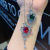 Pendentif Colliers Rétro Paraiba Tourmaline Émeraude Rubis Saphir Gland Flocon De Neige Marguerite Esthétique De Luxe Femmes Bijoux Designer