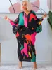 Sukienki w dużych rozmiarach Rozmiar African dla kobiet Chic Szybka rękawów nietoperzy Druk V-Neck na plaży Maxi Robe Female Vestidos 230518