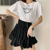 Wit zwart chiffon ruches zomers shorts rok vrouwen 2021 mode Koreaanse hoge taille tutu geplooide mini esthetische rok femal p230519