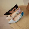 Sandalen 2023 Mode Schuhe Hohl Flach Stiletto Ferse Elegante Damen Sommer Fee Echtes Leder Punkt Zehe