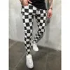 Мужские брюки Hirigin 2023 Мужская летняя мода Slim Slim Commedial Plaid Black White Casual Pencil Men Одежда