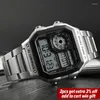 Armbandsur Digital Watch Men's Business 5bar vattentätt rostfritt stål remmar armbandsur män gåvor relogio masculino