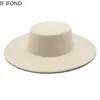 Szerokie brzegi czapki wiadra czapki francuskie damskie kapelusz wielki szeroki brzeg 10 cm fedora kapelusz zimowy wełna derby jazz czapki płaskie czapkę 230518
