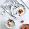 食器セットセラミックプレートステーキディッシュボウルスプーン漫画スタイルの食器ディナー高品質の磁器セット