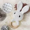 Rattles Mobiles Lets Make Baby Rattle 1pc Rabbit Crochet Molars Log Animal Teether Safe Wooden Toys Mobile Pram Crib Ring Children Product 230518