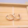 Hoop Earrings Real Pure 18K Rose Gold Men Women Lucky Glossy Geometric 2-2.1g