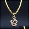 Pendant Necklaces Fashion Stainless Steel Music Note Pendants For Men/Women Chain Jewery Collares Para Mujer N1143S06Pendant Drop De Dhokd
