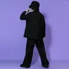 Стадия ношения подростка детская одежда мода черный костюм хип -хоп наряд для танцев для девочек джазовый концерт концерт по кеву для мальчиков BL8923