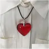 Hänge halsband koreanska rött hjärta kristall halsband mode kvinnliga smycken engagemang tillbehör romantiska alla hjärtans dag gåva drop d dhg8m
