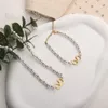 Luxury Brand White Pearl Lettera V Ciondolo Collana Bracciale Set di gioielli per regalo da donna