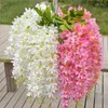 Dekorativa blommor 65 cm Lång konstgjorda hängande orkidéer växter Fake Silk Flower Vine 5 Färg för bröllop Bakgrund Party Decoration Supplies