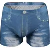 Caleçon hommes boxeurs jean imprimer Sexy sous-vêtements Bikini construit U poche convexe Gay mâle culotte Shorts Ropa intérieur Hombre